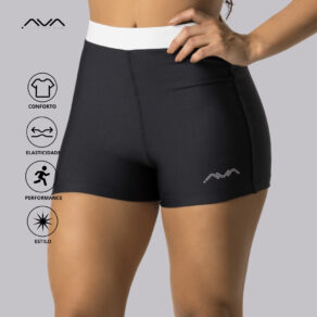 Short Feminino Academia Com Elástico No Cós Suplex Poliamida Zero Transparência AVA Fitness