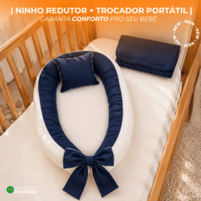 NINHO REDUTOR DE BERÇO | COM ZIPER E LAÇO | TROCADOR PORTÁTIL | 400 FIOS