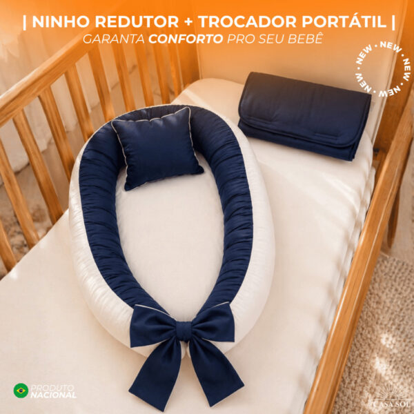 NINHO REDUTOR DE BERÇO | COM ZIPER E LAÇO | TROCADOR PORTÁTIL | 400 FIOS