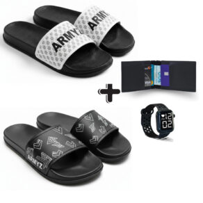 Kit Completo : Dois Chinelos Slide + Relógio Digital + Carteira de Mão
