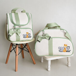 Kit de Bolsas Maternidade para Bebê Luxo Mochila Mala 2 Peças Safari Passeio Viagem Organização