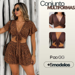 Conjunto Feminino Shorts e Cropped Multiformas +6 Cores