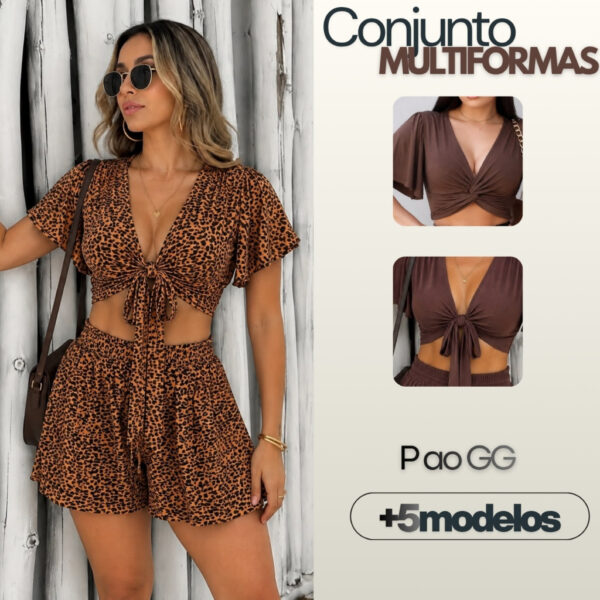 Conjunto Feminino Shorts e Cropped Multiformas +6 Cores