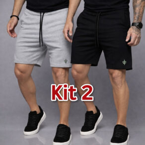 Kit 2 Bermuda Masculina Moletom Leve Short Masculino Plus Size Basico Moletinho P ao G4