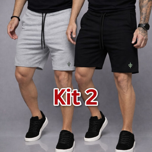 Kit 2 Bermuda Masculina Moletom Leve Short Masculino Plus Size Basico Moletinho P ao G4