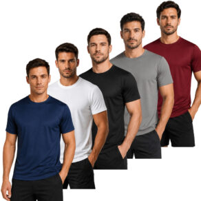 Kit 5 Camisetas Poliéster DryFit Masculina Lisa Academia Corrida Casual Esportes Confortável