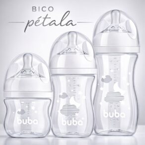 Mamadeiras Buba Bebe 120/270/330ML Easy Flow Bico de Silicone Pétala Nuvem Ou Elefantinho