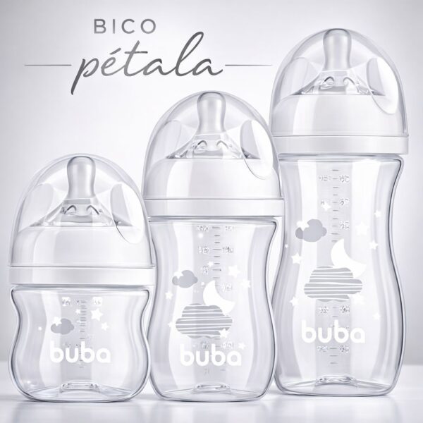 Mamadeiras Buba Bebe 120/270/330ML Easy Flow Bico de Silicone Pétala Nuvem Ou Elefantinho