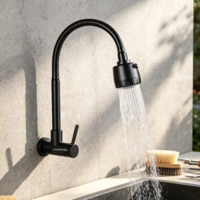 Inox Torneira Prata/Preto Com Chuveiro Com Rotação De 360° Cozinha Luxo Parede Promoção