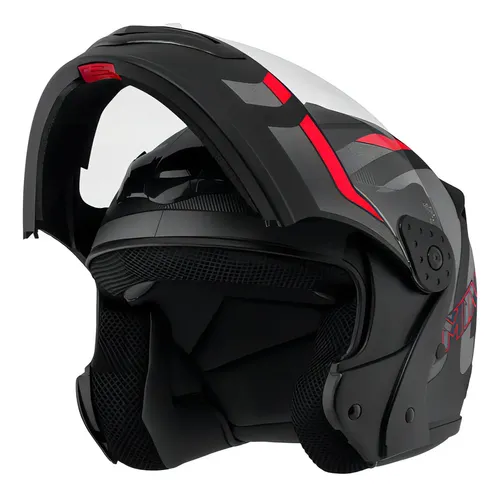 Capacete Robocop Escamoteável Fechado Mixs Gladiator Delta S Cor Cinza Vermelho Fosco Tamanho do Capacete 58