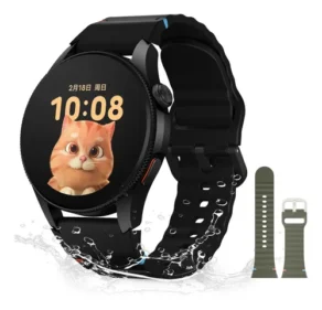 Smartwatch Aurafit G12, Gps, Resistência À Água 3Atm, Preto Preto Mesh Verde-Militar