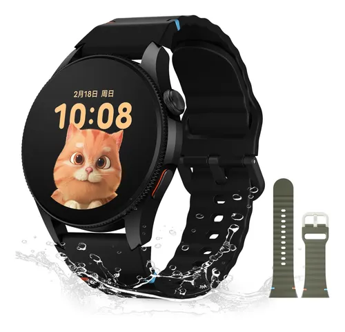 Smartwatch Aurafit G12, Gps, Resistência À Água 3Atm, Preto Preto Mesh Verde-Militar