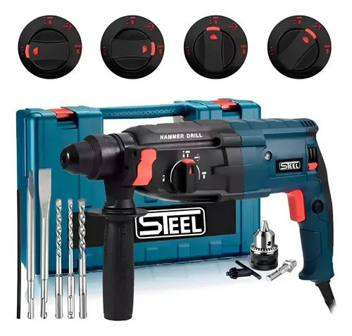 Furadeira de Impacto + Martelo Rompedor 960W com 12 Peças