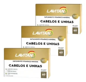 Kit 3 Lavitan Vitamina para Cabelos e Unhas com 60 Cápsulas