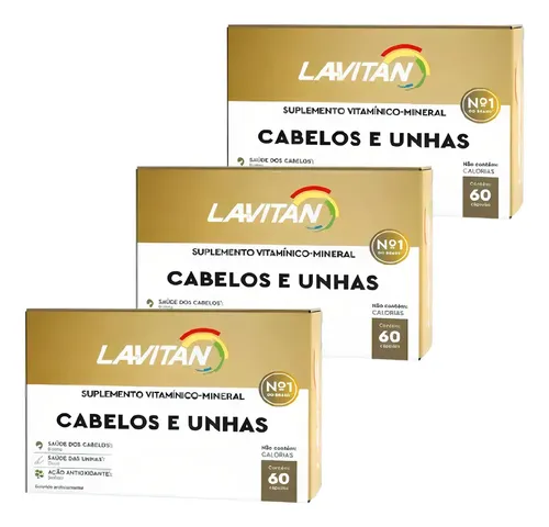 Kit 3 Lavitan Vitamina para Cabelos e Unhas com 60 Cápsulas