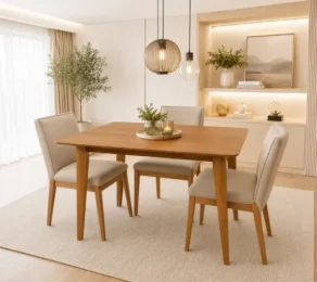 Mesa de Jantar Retangular 4 Lugares Evora 135 X 90 Amadeirado Carvalho Amadeirado