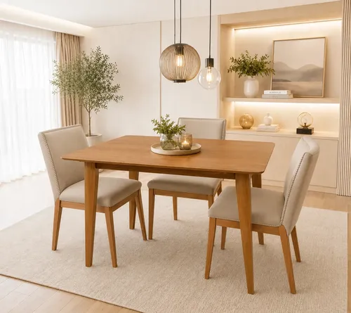 Mesa de Jantar Retangular 4 Lugares Evora 135 X 90 Amadeirado Carvalho Amadeirado