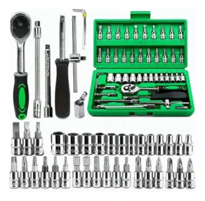Kit 46 Chave Catraca Jogo de Soquetes Allen Torx Ferramentas Premium 46Pcs
