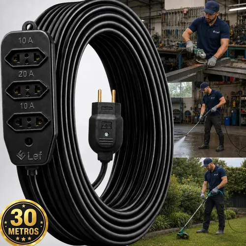 Extensão 30Metros Cabo Pp Reforçada Obra Profissional 10/20A