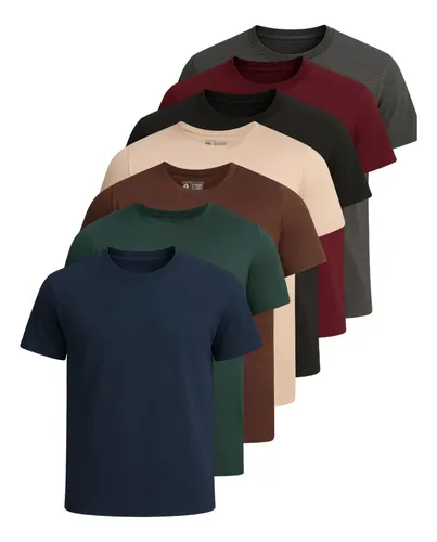 Kit 7 Camisetas Basica Masculina Algodão Fio 30.1