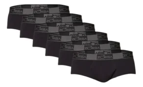 Kit com 6 Cuecas Masculina Slip Comfort Preto Zorba