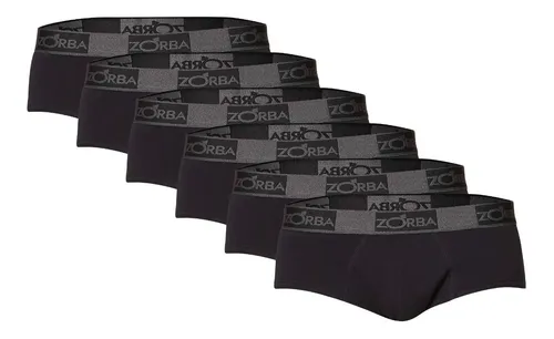 Kit com 6 Cuecas Masculina Slip Comfort Preto Zorba