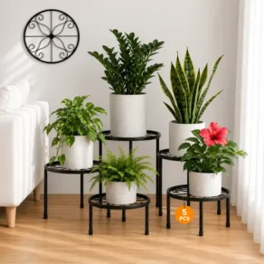 Kit 5 Suportes de Chão para Vasos de Plantas em Metal Suporte de Chão para Plantas Porta-Vasos de Chão