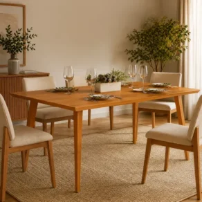 Mesa de Jantar Pés Madeira Maciça 120X80 Tampo Mdf Freijo
