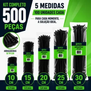 Kit 500 Abraçadeira Nylon Hellerman Plástica Enforca Gato