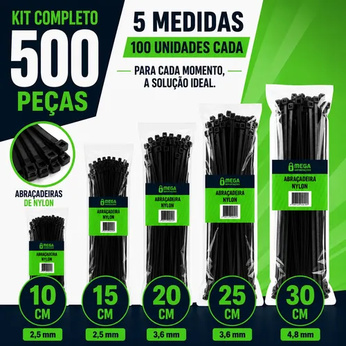 Kit 500 Abraçadeira Nylon Hellerman Plástica Enforca Gato