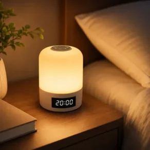 Luminária Abajur Mesa Led Touch Relógio Digital Recarregável