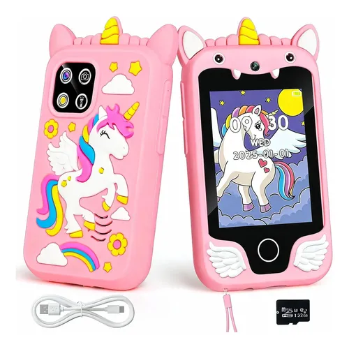 Celular Infantil Brinquedo Telefone Unicorn Câmera Tripla