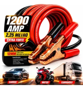 Cabo de Chupeta 1200A 2,5M Automotivo Carro Moto e Caminhão
