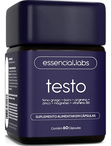 Testo Essencial - Fórmula Exclusiva com Feno Grego + Boro + Arginina + Zma + Vitamina B6 - 60 Cápsulas - Precursor da Testosterona