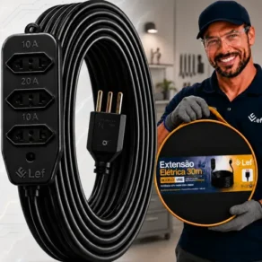 Extensão 30 Metros Cabo Pp 3 Tomadas 10/20A Obra Reforçada