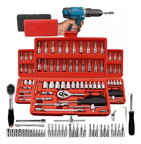 Kit Jogo de Chave Catraca Soquete 46 Peças Combo Ferramentas