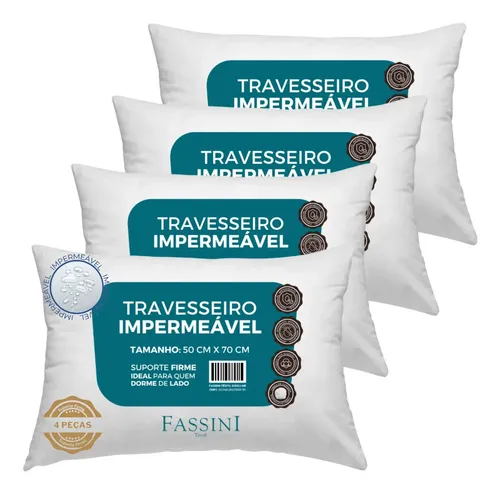 4 Travesseiros Antialérgico Impermeável 50X70 Super