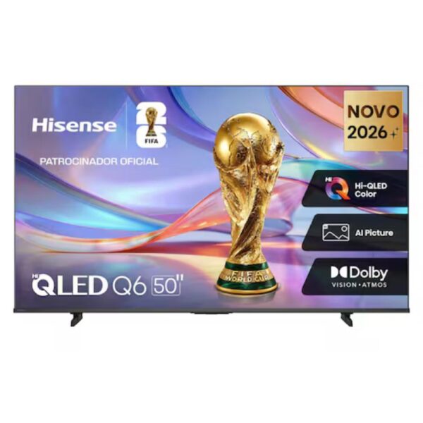 Smart TV 50" Hisense 50Q6QVV 4K QLED com Dolby Vision Alexa e VIDAA Bivolt Preta