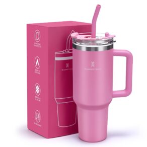ROMANTIC CROWN Copo Térmico Inox Portátil 1200ml/600ml com Tampa e Canudo Garrafa Térmica Inoxidável