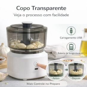 Mini Processador de Alimentos Elétrico Triturador de Carne Alho Cebola Legumes Picador Cozinha Portátil 350ML ANJGG BRA