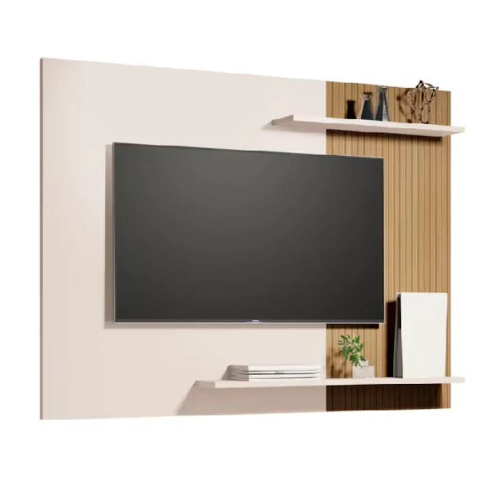 Painel para TV até 50 Polegadas Ripado com Nichos Mobishop Off Estante