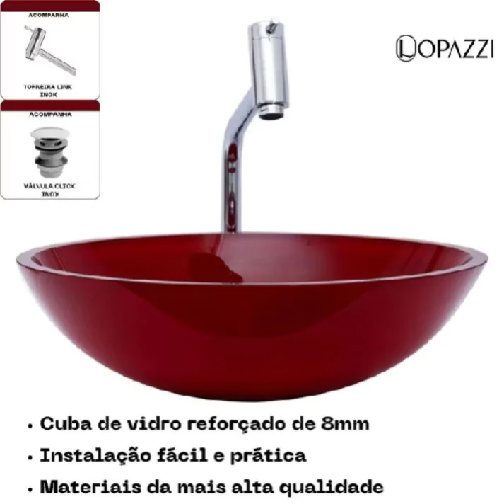 Dê uma olhada em KIT CUBA BANHEIRO REDONDA 35 CM + TORNEIRA VÁLVULA E SIFÃO INOX