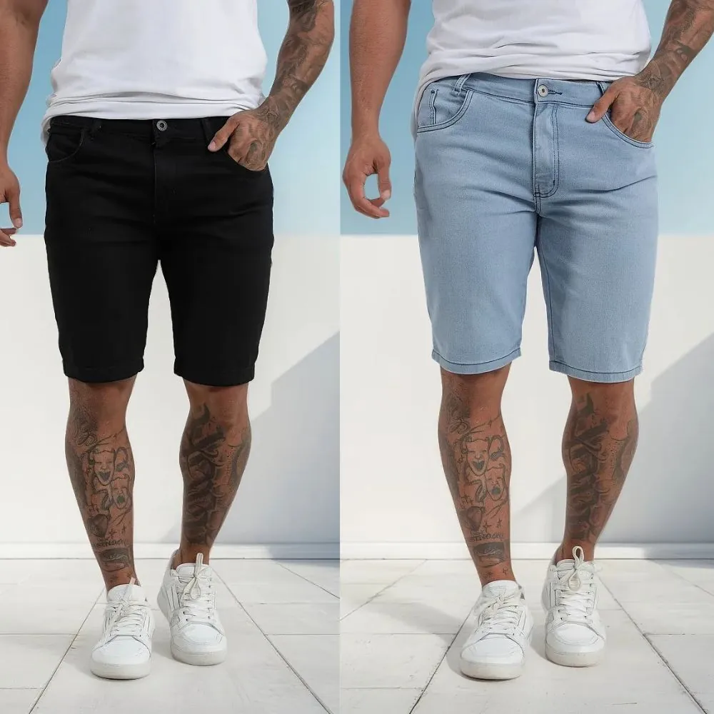 Bermuda Jeans Masculina Skinny Super Lycra Linha Premium